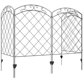 4-Panel Decorative Fencing: Swirls Design, Metal Yard Barrier for Pets & Flower Bed Edge|