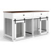 63'' Large Dog Crate Furniture for Double Dog, Wooden Dog Kennel with 2 Drawers,Divider and Sliding Door