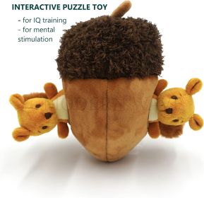 Interactive Squeaky Plush Hide and Seek Squirrel Type Puzzle Toy for Dogs, Medium Size