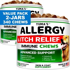 2 Pack Dog Allergy Relief Chews Dog Itching Skin Relief Treatment Pills Anti Itch for Dogs Itchy and Paw Licking Dry Skin & Hot Spots Omega 3 Fish Oil