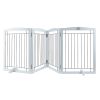 Free Standing Dog Gate, 32" H x 96.5" W Freestanding Pet Gate, 4 Panels Foldable Dog Gate for Wide and Narrow Passageways
