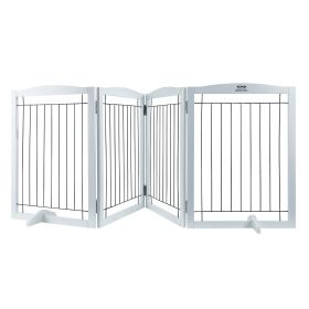 Free Standing Dog Gate, 32" H x 96.5" W Freestanding Pet Gate, 4 Panels Foldable Dog Gate for Wide and Narrow Passageways