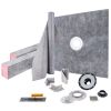 Shower Curb Kit, 48"x48" Watertight Shower Curb Overlay with 4" ABS Central Bonding Flange, 4" Stainless Steel Grate