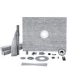Shower Curb Kit, 60"x48" Shower Pan Kit with 2" ABS Central Flange, Waterproof Membrane, Stainless Steel Grate