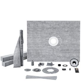 Shower Curb Kit, 60"x48" Shower Pan Kit with 2" ABS Central Flange, Waterproof Membrane, Stainless Steel Grate