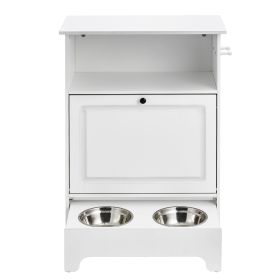 Pet Feeding Station with 2 Stainless Steel Bowls, Elevated Dog Bowls with Storage, Dog Food Storage and Feeder Station with Tilt Out Storage Cabinet
