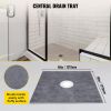 Shower Curb Kit, 48"x48" Watertight Shower Curb Overlay with 4" ABS Central Bonding Flange, 4" Stainless Steel Grate