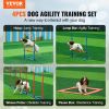 Dog Agility Training Equipment, 4 PCS Set with Adjustable High Hurdles,6 Weave Poles,Jump Ring,Square Pause Box,Whistle,Foldable Bowl