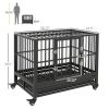 Heavy Duty Dog Cage 36 Metal Kennel with Lockable Wheels Double Door Removable Tray Gray