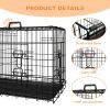 Dog Crate, 36 Inch Medium Dog Cage with Divider and Plastic Leak-Proof Pan Tray, Double Door Folding Metal Wire Cage for Indoor, Outdoor, and Travel