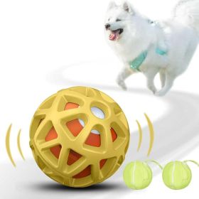 seagi Interactive Dog Toys â€“ Durable Automatic Bouncing & Vibrating Interactive Dog Ball for Smart Play (Color: Yellow)
