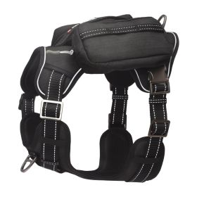 PETMARVEL High-Perfomance Tactical Dog Harness With Backpack, No Pull Front Clip & Metal Buckles (Option: Black-Medium)