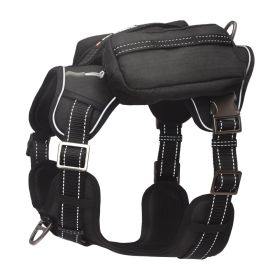 PETMARVEL High-Perfomance Tactical Dog Harness With Backpack, No Pull Front Clip & Metal Buckles (Option: Black-Small)