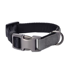 PETMARVEL Heavy Duty Solid Dog Collar Neoprene Padded 1 In Wide (Option: Grey-Small)