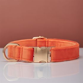 Multiple Colour Velvet Personalise Dog Collar Leash Set With Bow (Option: Orange-XS)